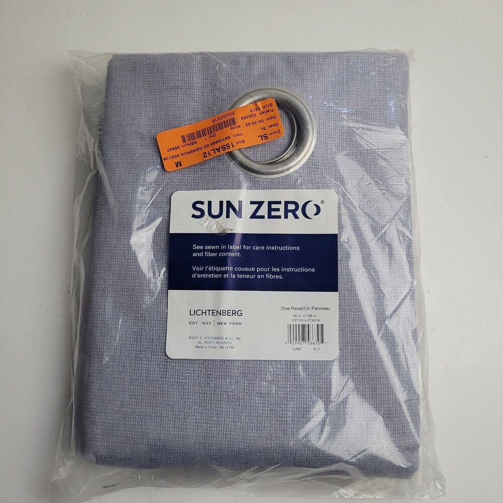 NEW Sun Zero Lichtenberg Grommet Single Curtain Panel Color Silver 50 x 108 #BT1
